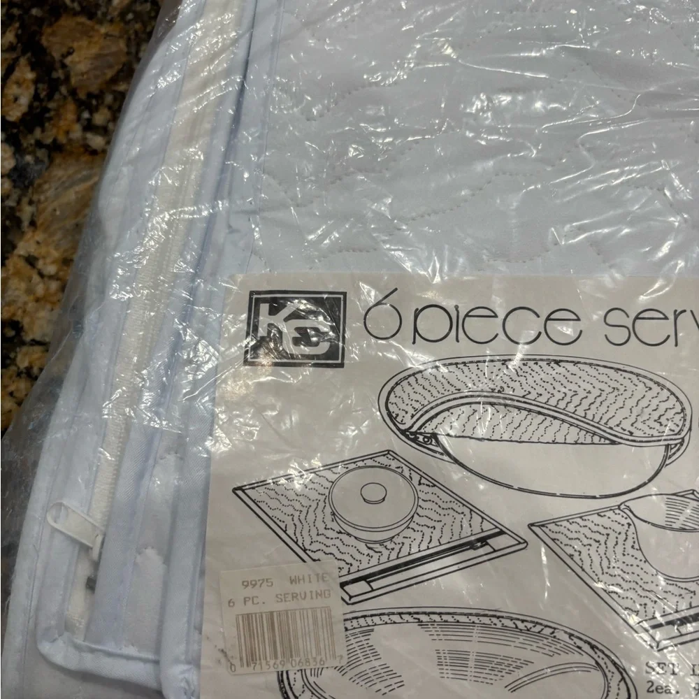 New 6pc White quilted Serving Savers